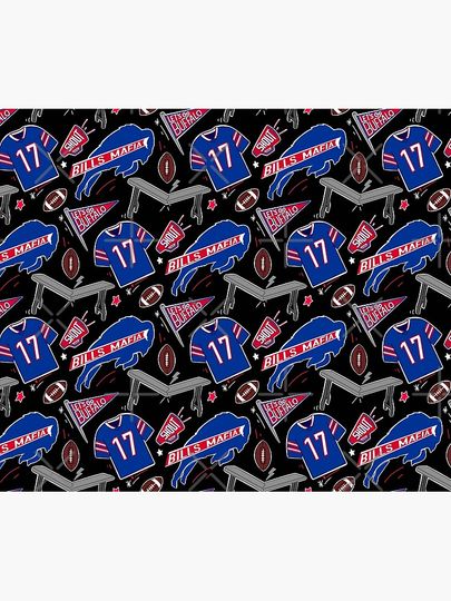 Buffalo Bills Josh Allen pattern (black) Throw Blanket
