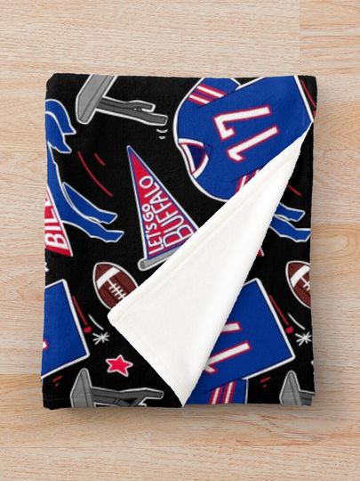 Buffalo Bills Josh Allen pattern (black) Throw Blanket