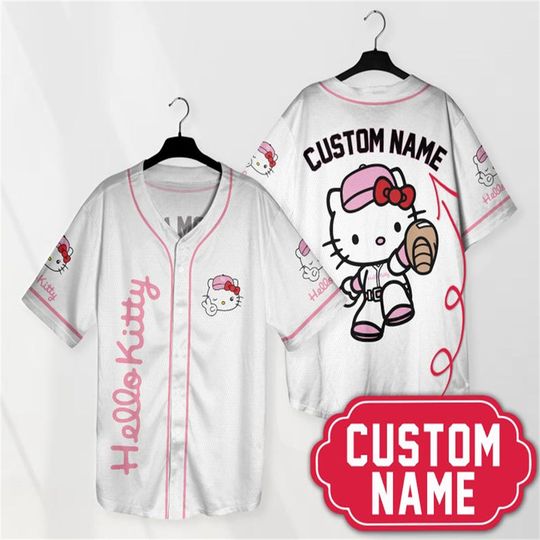 Customized Hello Kitty baseball jerseys, Kitty Cat baseball jerseys, Disneyland shirts