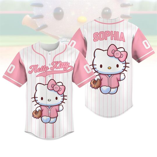 Customized Hello Kitty baseball jerseys, Kitty Cat baseball jerseys, Disneyland shirts