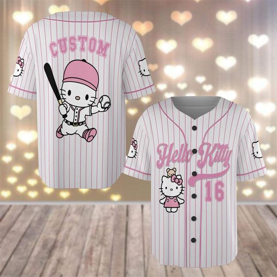 Customized Hello Kitty baseball jerseys, Kitty Cat baseball jerseys, Disneyland shirts