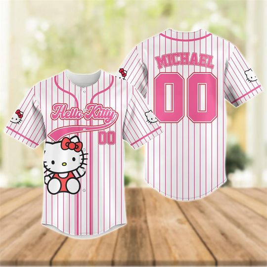 Customized Hello Kitty baseball jerseys, Kitty Cat baseball jerseys, Disneyland shirts