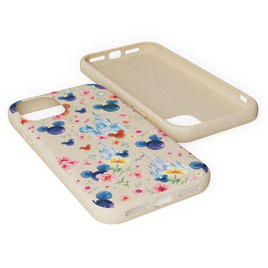 Biodegradable Phone Case, Eco-Friendly Mickey Mouse Floral Phone Case