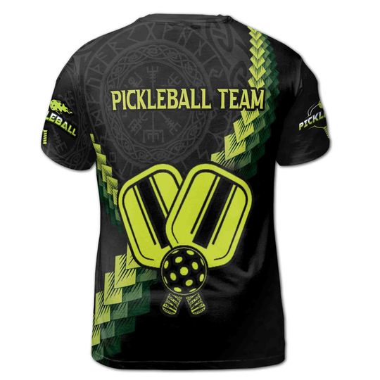 Personalized Name Team Viking Pattern Pickleball Lover 3D T-Shirt