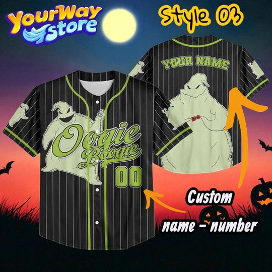 Halloween Jack Skellington Baseball Jersey  Nightmare Before Christmas Oogie Boogie Sally Shirt