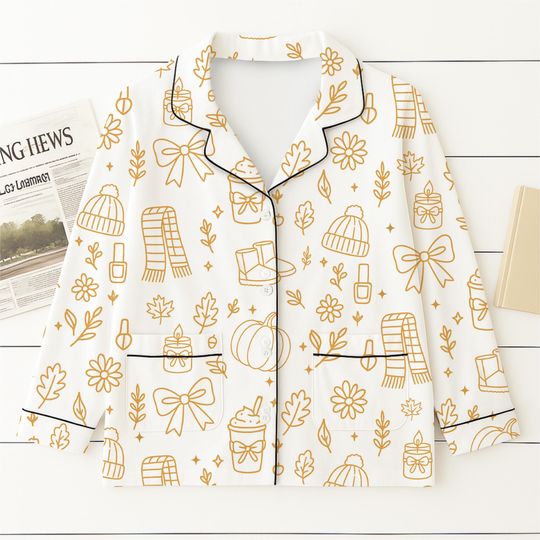 Cozy Fall Pajamas Set with Autumn Pattern