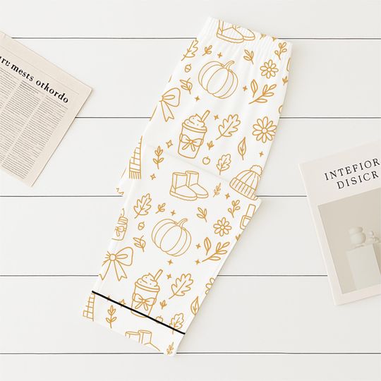 Cozy Fall Pajamas Set with Autumn Pattern