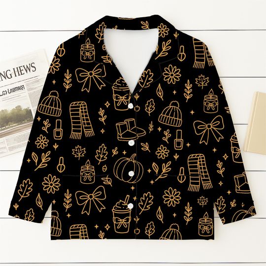 Cozy Fall Pajamas Set with Autumn Pattern
