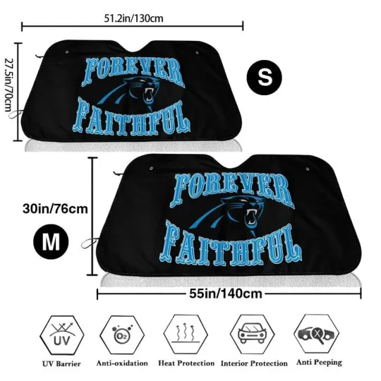 Carolina Panthers Car Windshield Sunshade "forever faithul" Sunshade Heatproof