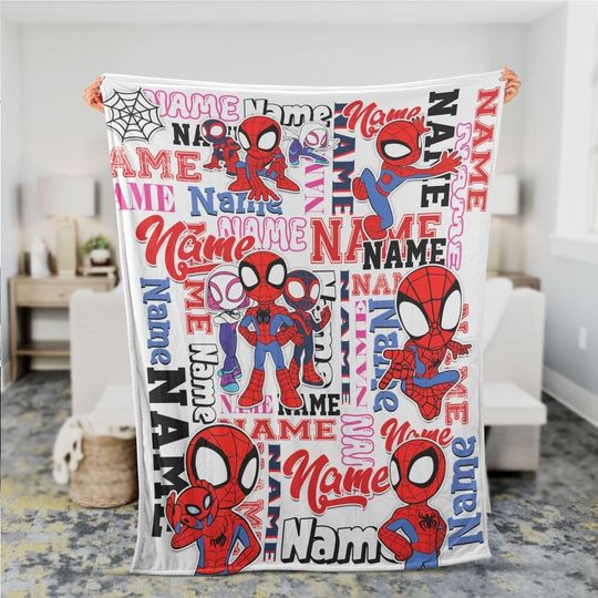 Personalized Spidey and his Amazing Friends Fleece Blanket, Birthday Gift, Baby Shower, Gift for Boy and Girl