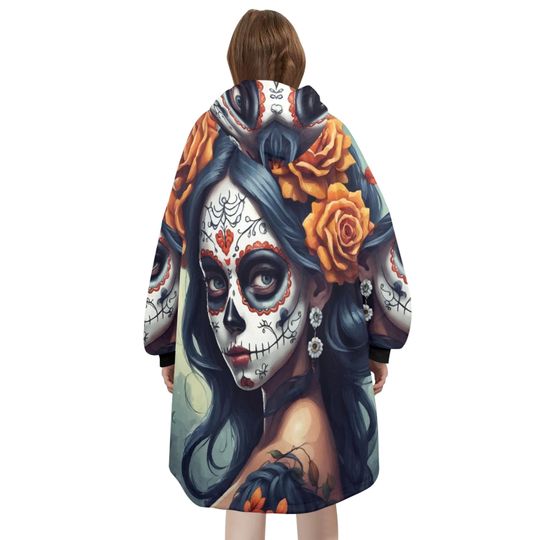 Da De Los Muertos Blanket Hoodie Personalized Chicano Blanket