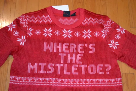 "Where's The Mistletoe?" Ugly Christmas Sweater Mad Engine Women's