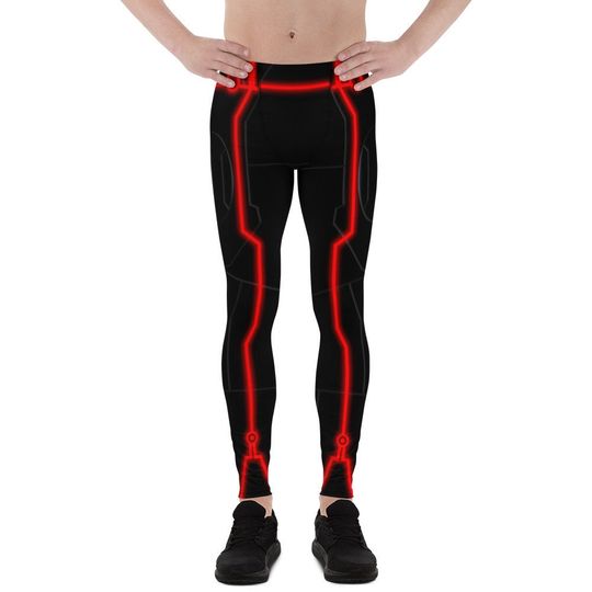 Men's Red Tron Inspired Leggings