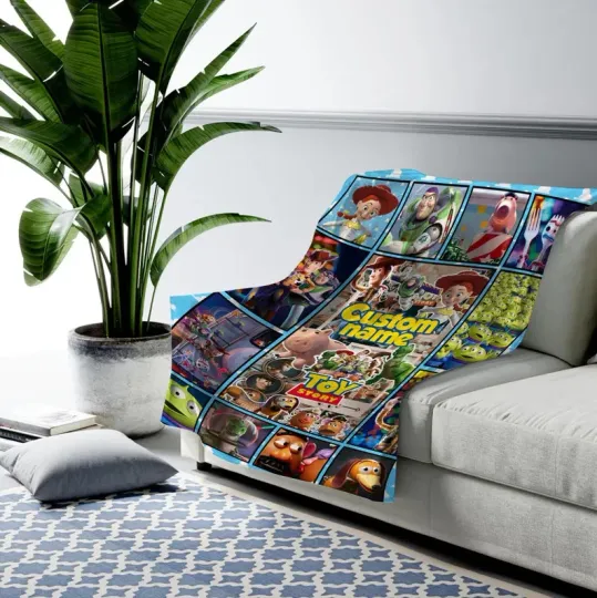 Disney Toy Story Multiple Cartoon Graphics Customize Fleece Blanket