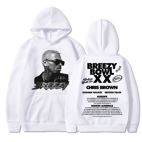 Chris Brown Breezy Bowl XX 2025 Concert Tour Hoodie Hip Hop Retro Men Women Sweatshirt Oversized Fleece Warm Pullover Streetwear