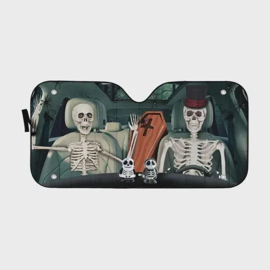 Happy Halloween, Halloween Skeleton Custom Car Auto Sunshade pattern, Horror Hal