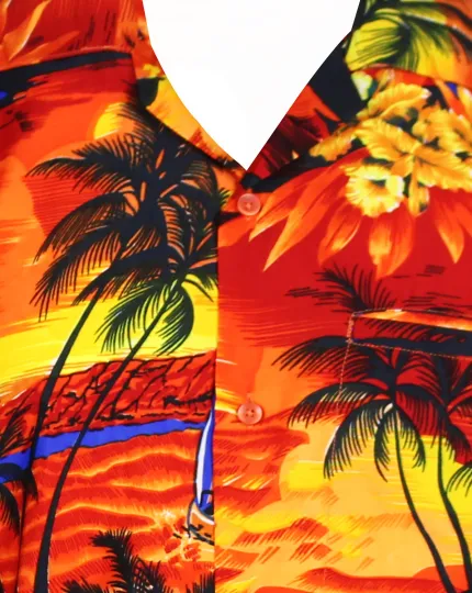 Funky Hawaiian Shirt Surf Orange