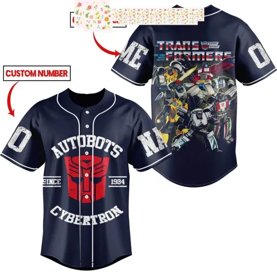 Transformers Autobots Cybertron Personalized Baseball Jersey
