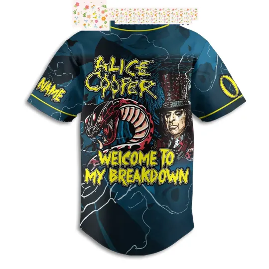 Alice Cooper Welcome To My Breakdown Personalized Baseball Jersey
