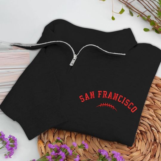 Embroidered San Francisco Football Quarter-Zip Sweatshirt: Cozy Game Day Pullover