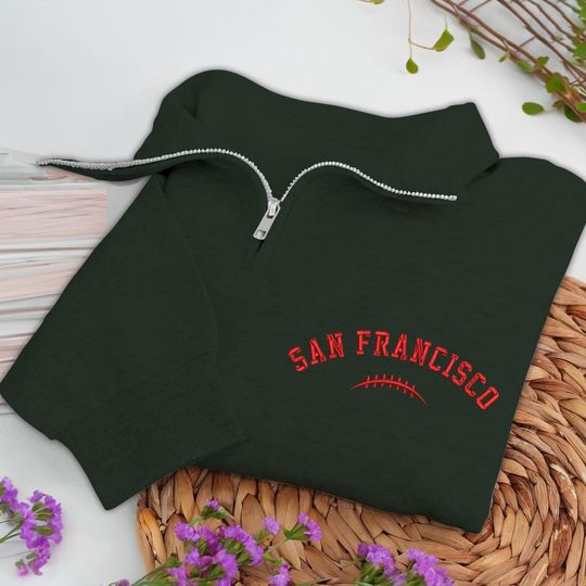 Embroidered San Francisco Football Quarter-Zip Sweatshirt: Cozy Game Day Pullover