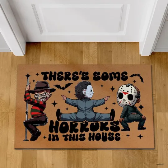 There's Some Horrors In This House Doormat Halloween Welcome Mat Front Door