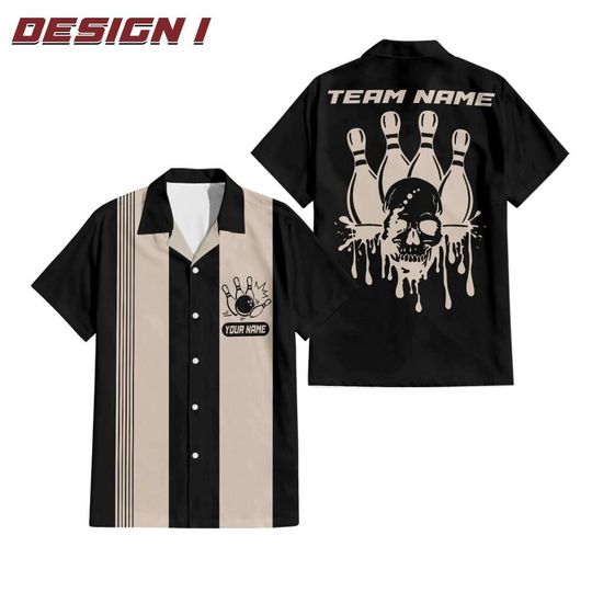 Personalized Vintage Style Bowling Team Hawaiian Shirt, Custom Bowling Button Down Shirt, Bowling Player Team