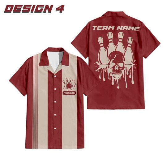 Personalized Vintage Style Bowling Team Hawaiian Shirt, Custom Bowling Button Down Shirt, Bowling Player Team