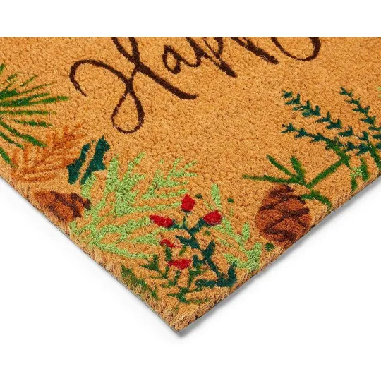 Christmas Welcome Coir Door Mat for Indoor and Outdoor Holiday Decor