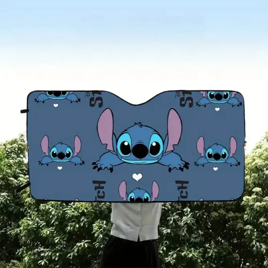 Disney Stitch Car Sun Visor - Foldable UV Protection Sunshade