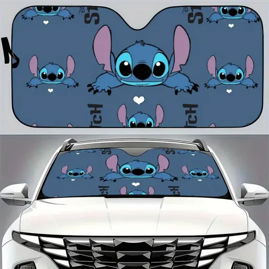 Disney Stitch Car Sun Visor - Foldable UV Protection Sunshade