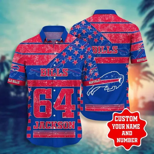 Buffalo Star-Spangled Personalized  Summer Aloha Unisex Hawaiian Shirt