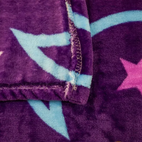 Moon & Stars Purple Plush Throw Blanket