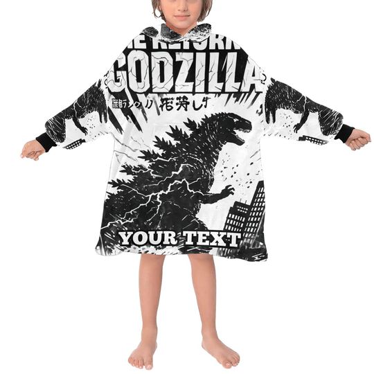 god zilla Kids Hoodie Blanket Personalized Gift