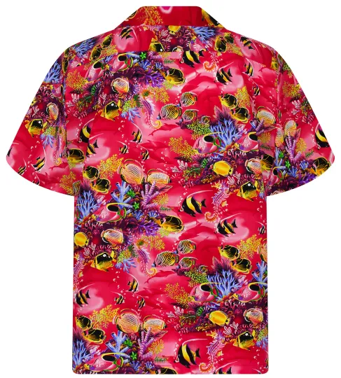 KY's Original Hawaiian Shirt Aquarium Fish Coral Red