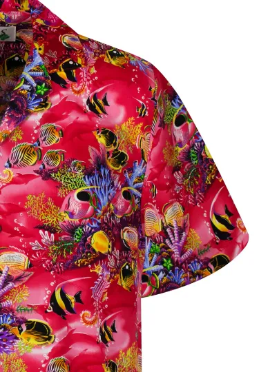 KY's Original Hawaiian Shirt Aquarium Fish Coral Red