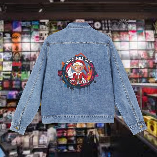 Snitches Get Stitches Denim Trucker Jacket Men’s Streetwear
