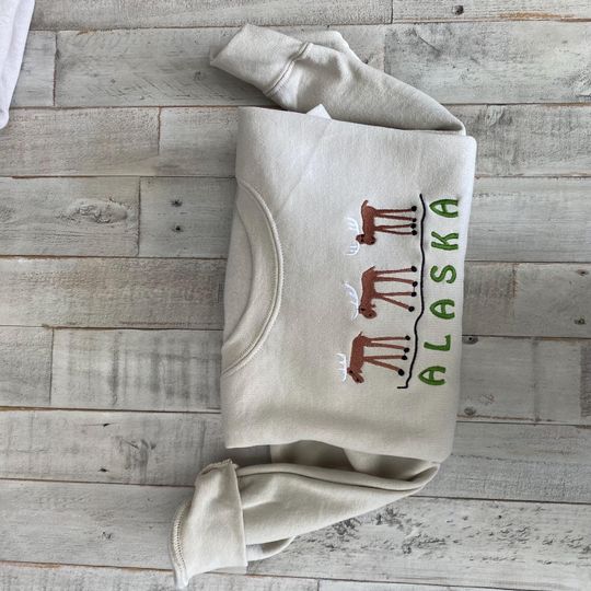 Alaska Moose Embroidered Crewneck Sweatshirt