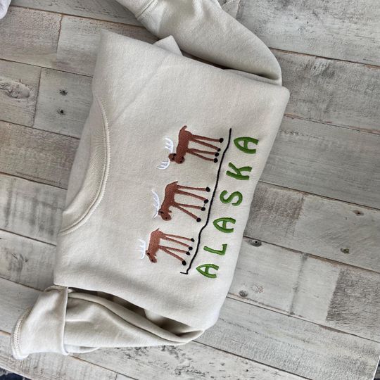 Alaska Moose Embroidered Crewneck Sweatshirt