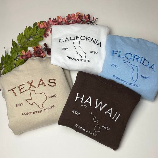 California Embroidered Sweatshirt with State Map