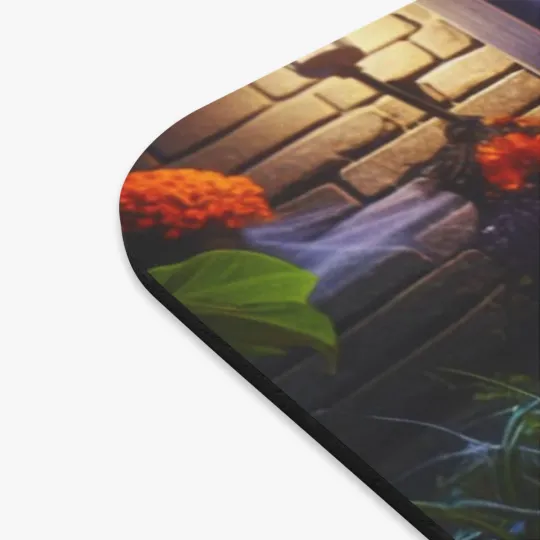 Halloween Black Cat on Front Porch Rectangle Mouse Pad