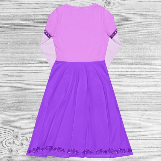Purple Princess Long Sleeve Midi Dress