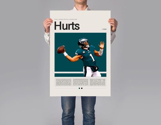 Jalen Hurts Poster, football Poster, Sports Poster, Modern Sports Art, football Gifts, Super Bowl Poster, American Football Poster