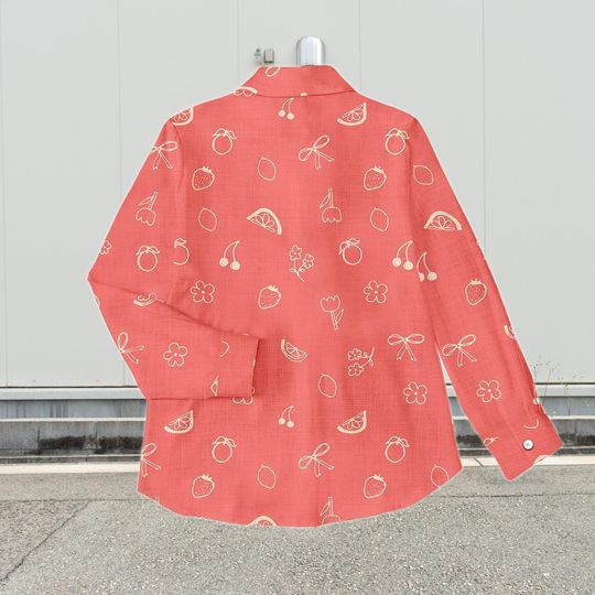 Tropical Fruit Blouse for Women, Casual Beach Top