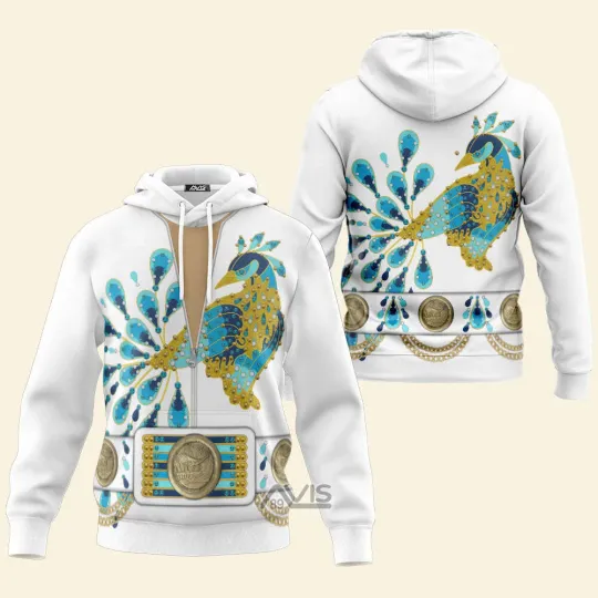 Elvis Presley Peacock Costume Hoodie Sweatshirt Joggers Set