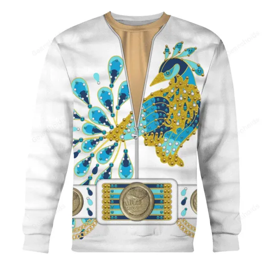 Elvis Presley Peacock Costume Hoodie Sweatshirt Joggers Set