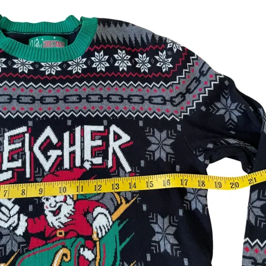 Sleigh All Day Santa Ugly Christmas Sweater Adult Medium Snowflake Pattern