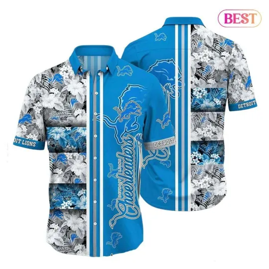 Detroit Football Floral Glory Summer Aloha Unisex Hawaiian Shirt, Gift for Fan