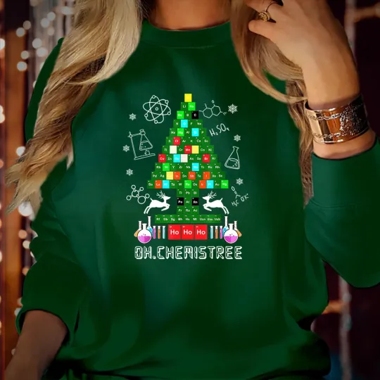 Chemistree Science Nerd Geek Periodic Table Christmas Sweatshirt