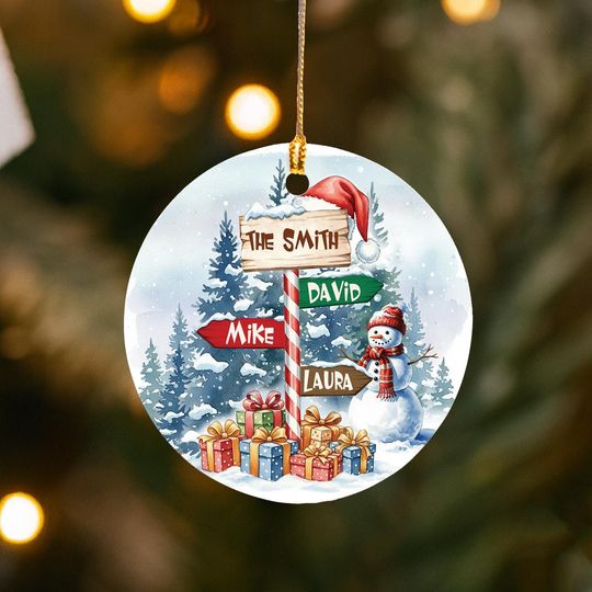 Custom Family Name Ornament, Christmas 2025, North Pole, Xmas Tree Ornament
